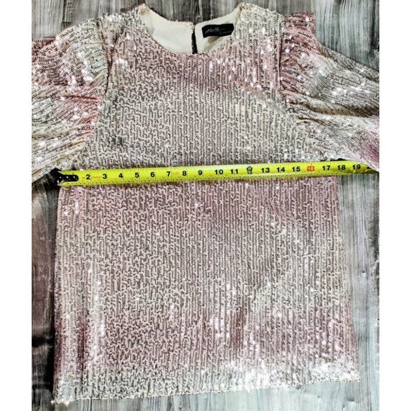 OnTwelfth Sequined Puff Sleeve‎ Top size M, Champagne - Picture 7 of 7